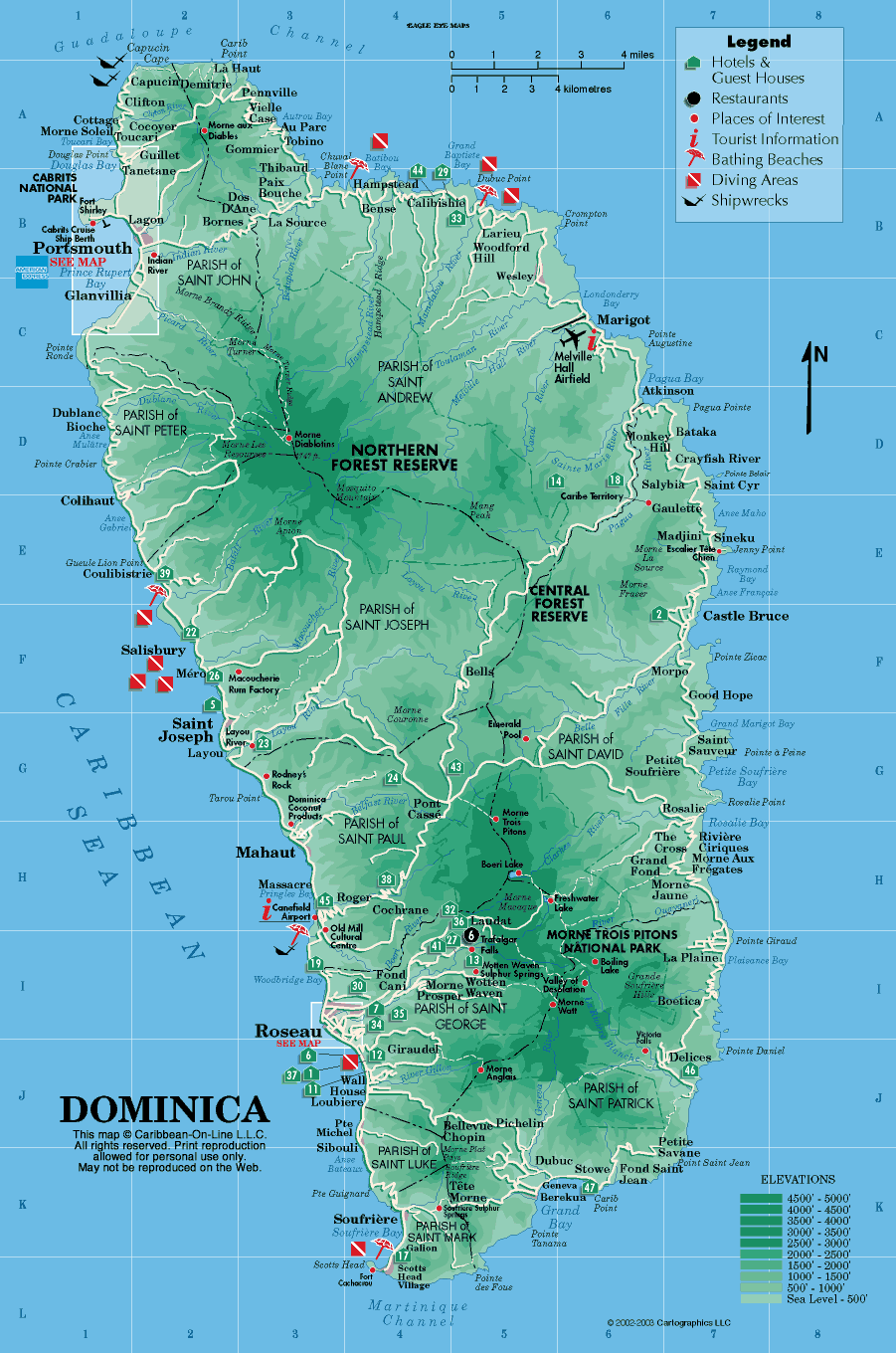 Dominica Physical Map